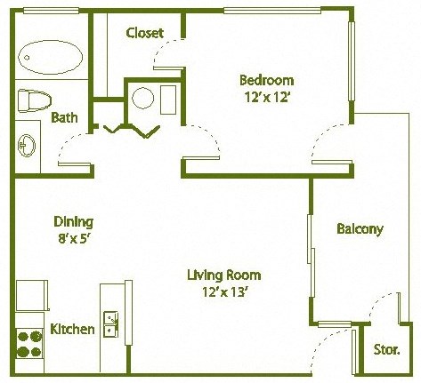 590 sq.ft. 1 bedroom 1 bathroom floor plan 590 sq.ft. 1 bedroom 1 bathroom floor plan at The Columns at Vinings, Atlanta, GA, 30339